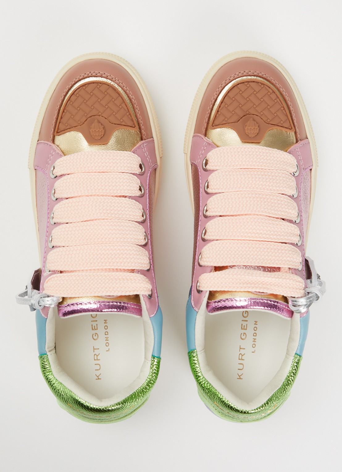Kurt Geiger Southbank sneaker van leer met metallic finish - detail 4 multicolor