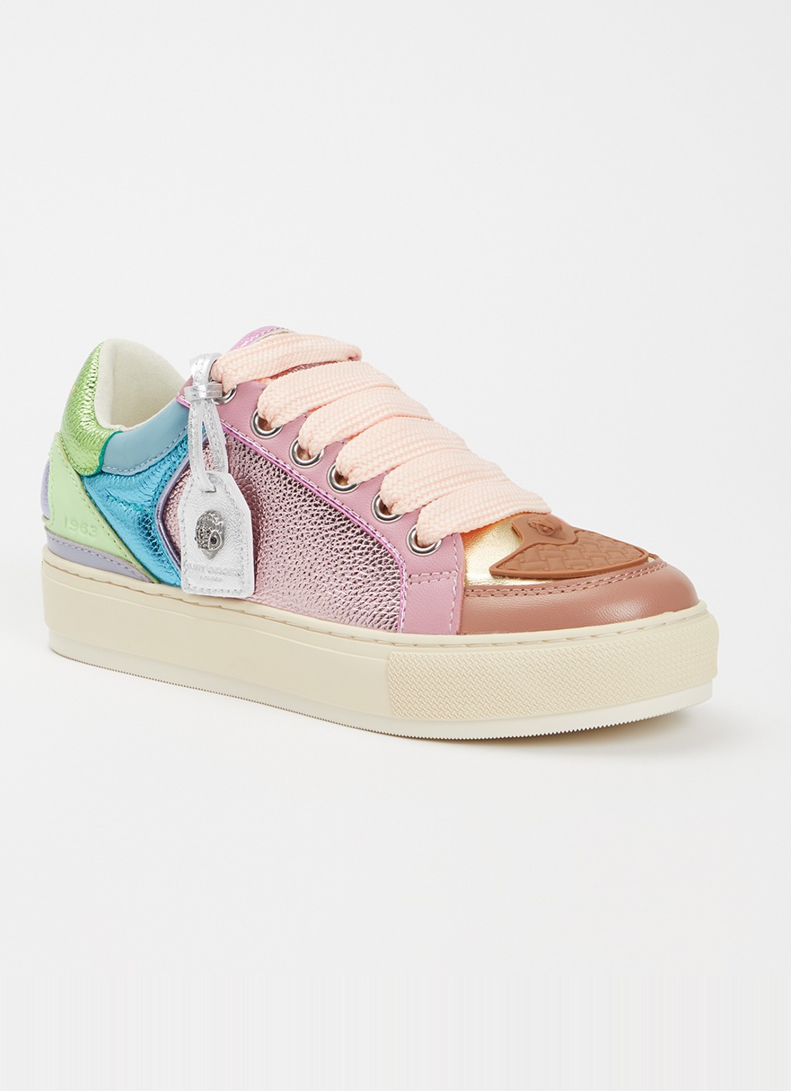 Kurt Geiger Southbank sneaker van leer met metallic finish - voorkant 2 multicolor