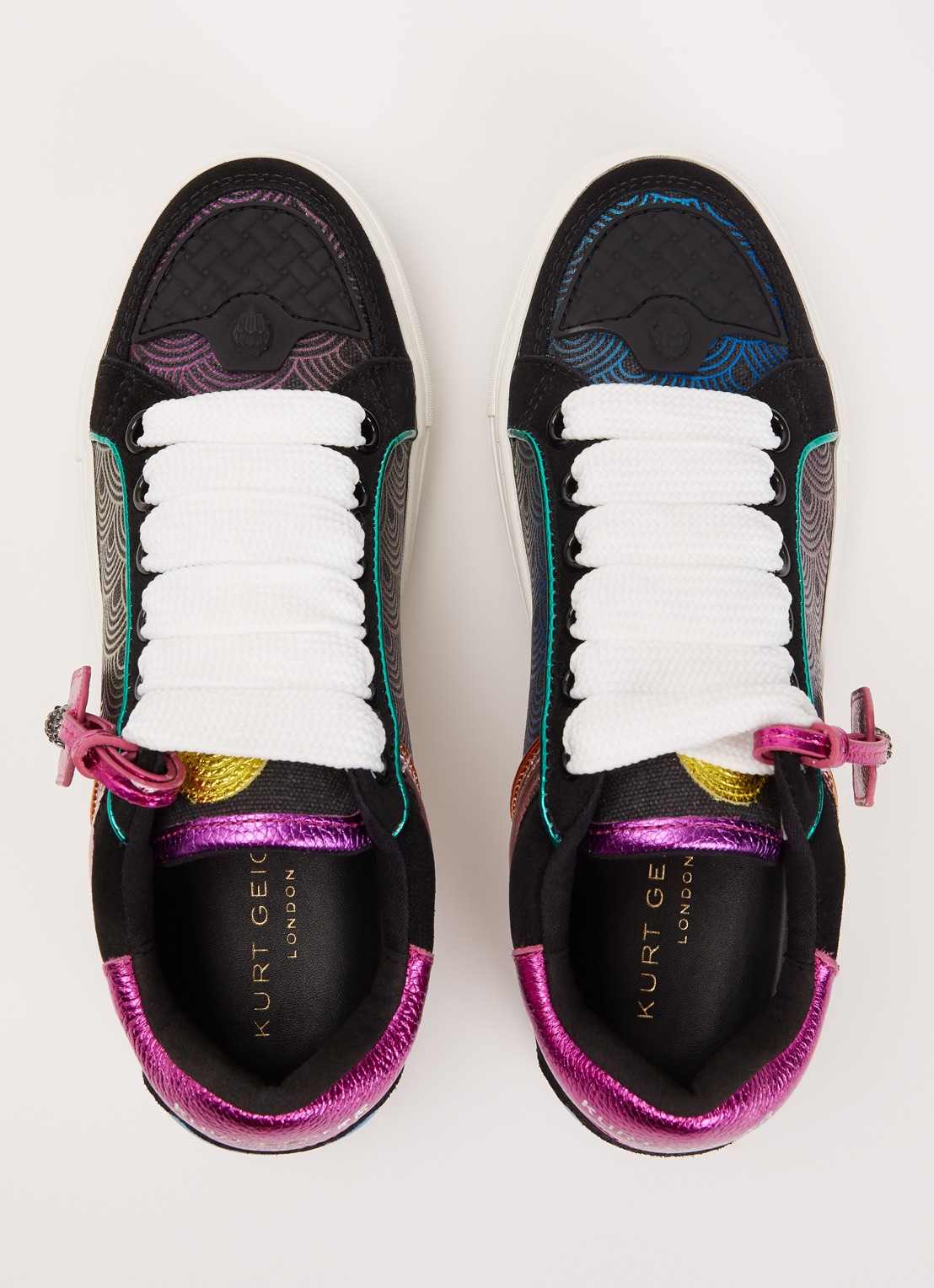 Kurt Geiger Southbank Tag sneaker van leer met metallic details - detail 3 zwart
