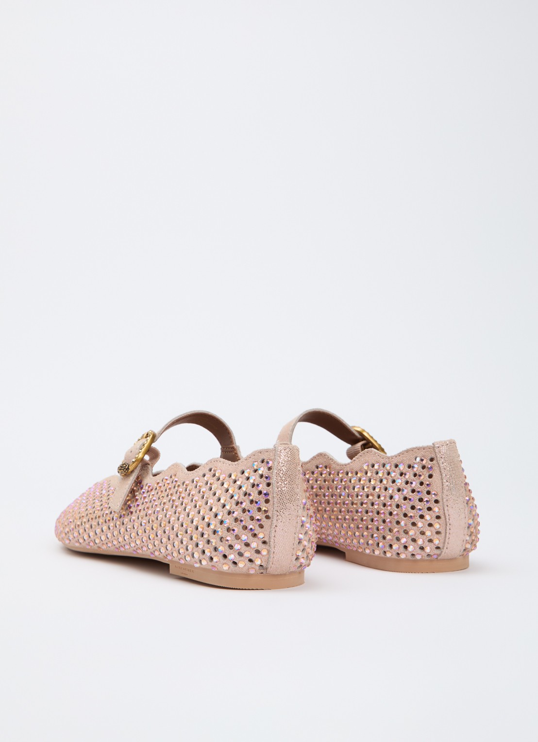 Kurt Geiger Wavy Mayfair ballerina van leer met strass - achterkant 4 lichtroze