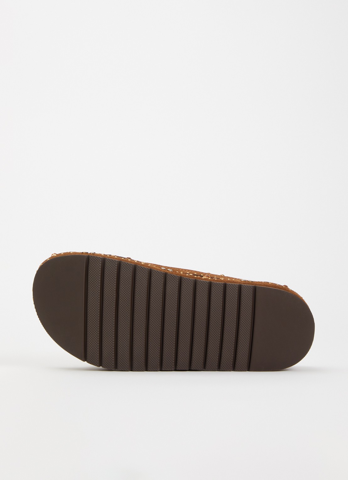 Kurt Geiger Western Buckle Flatform sandaal van suède met studs - detail 3 bruin