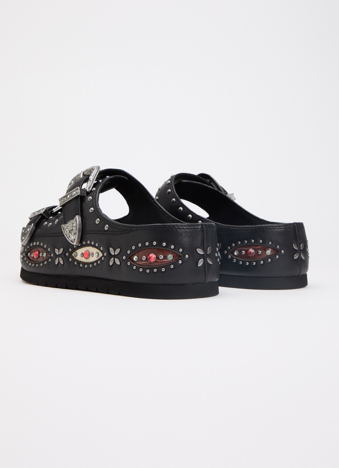Kurt Geiger Western Buckle sandaal van leer met strass  - achterkant 4 zwart