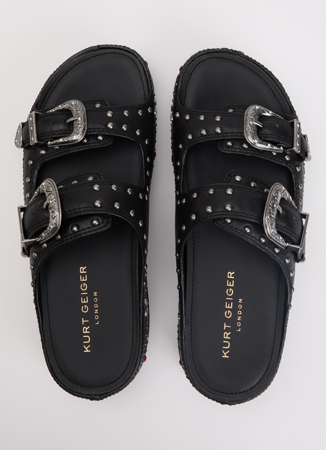 Kurt Geiger Western Buckle sandaal van leer met strass  - detail 2 zwart