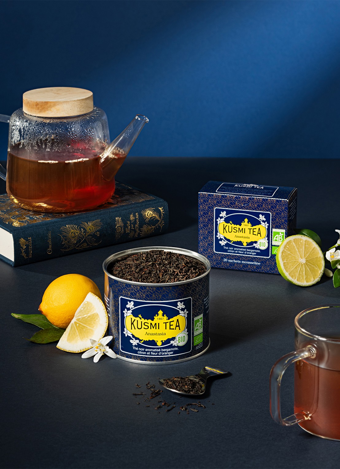 Kusmi Tea Anastasia losse thee 90 gram - detail 3 donkerblauw