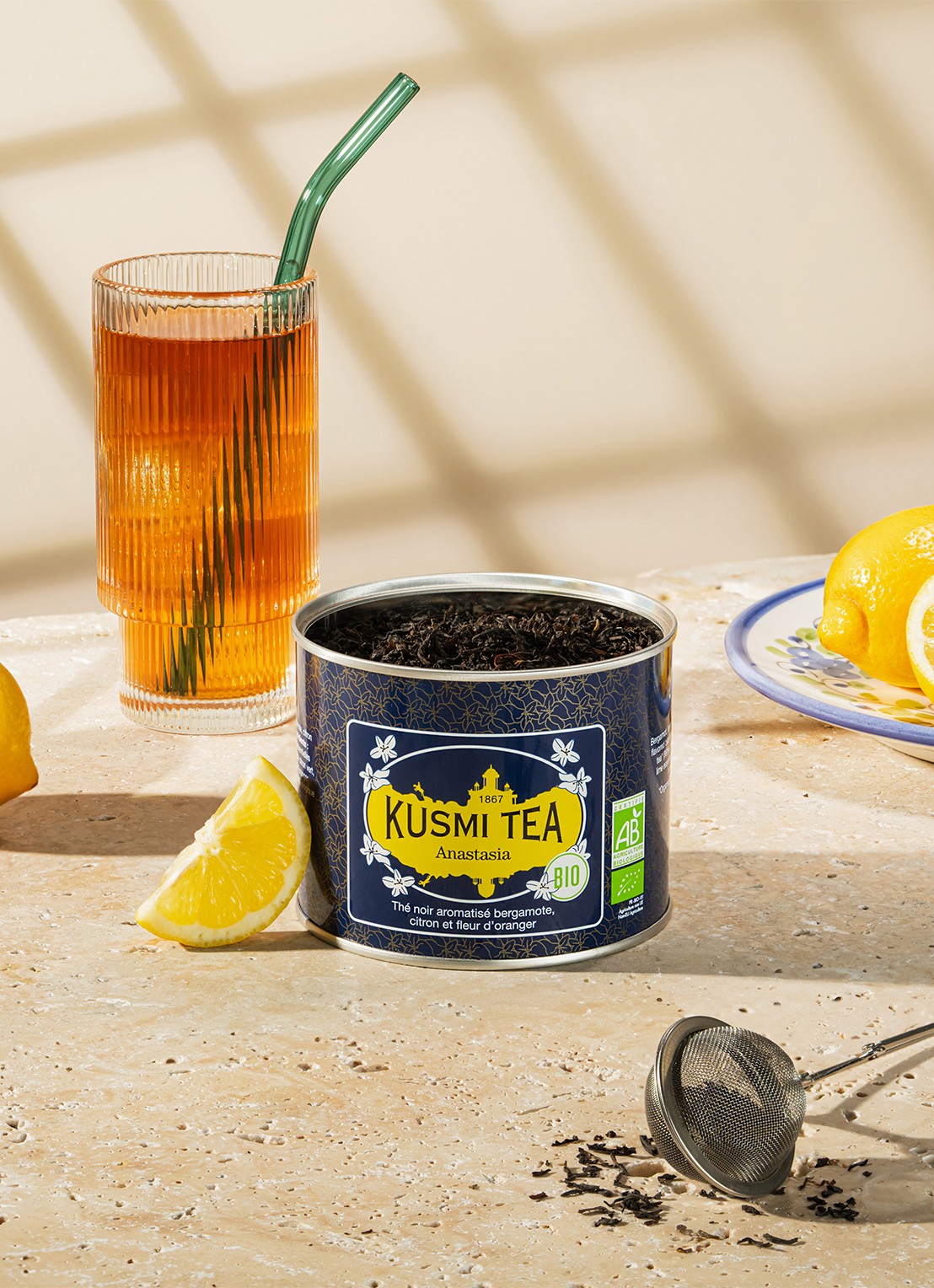 Kusmi Tea Anastasia losse thee 90 gram - voorkant 2 donkerblauw