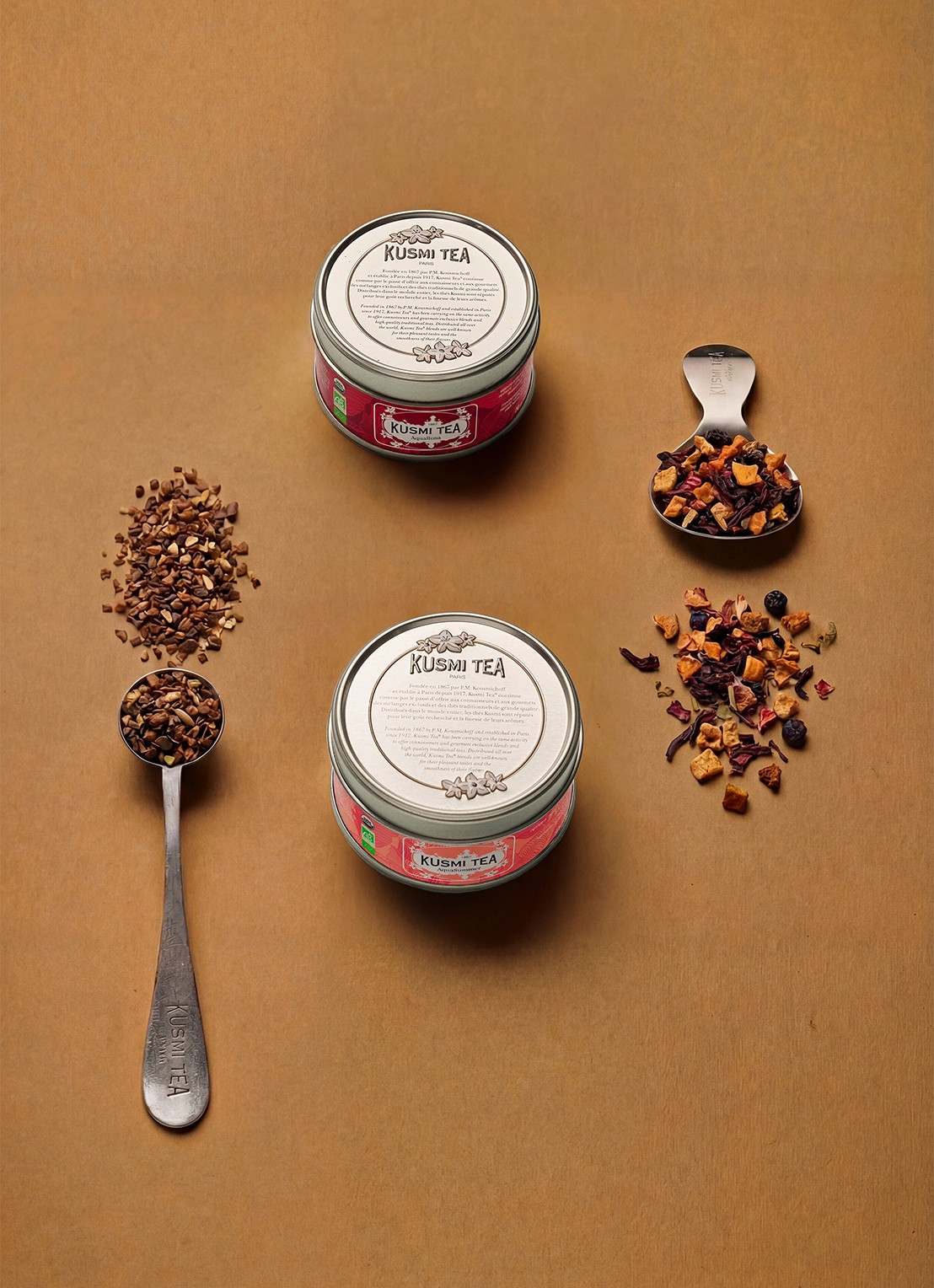 Kusmi Tea AquaRosa and AquaSummer losse thee 2 stuks in giftbox - detail 2 beige