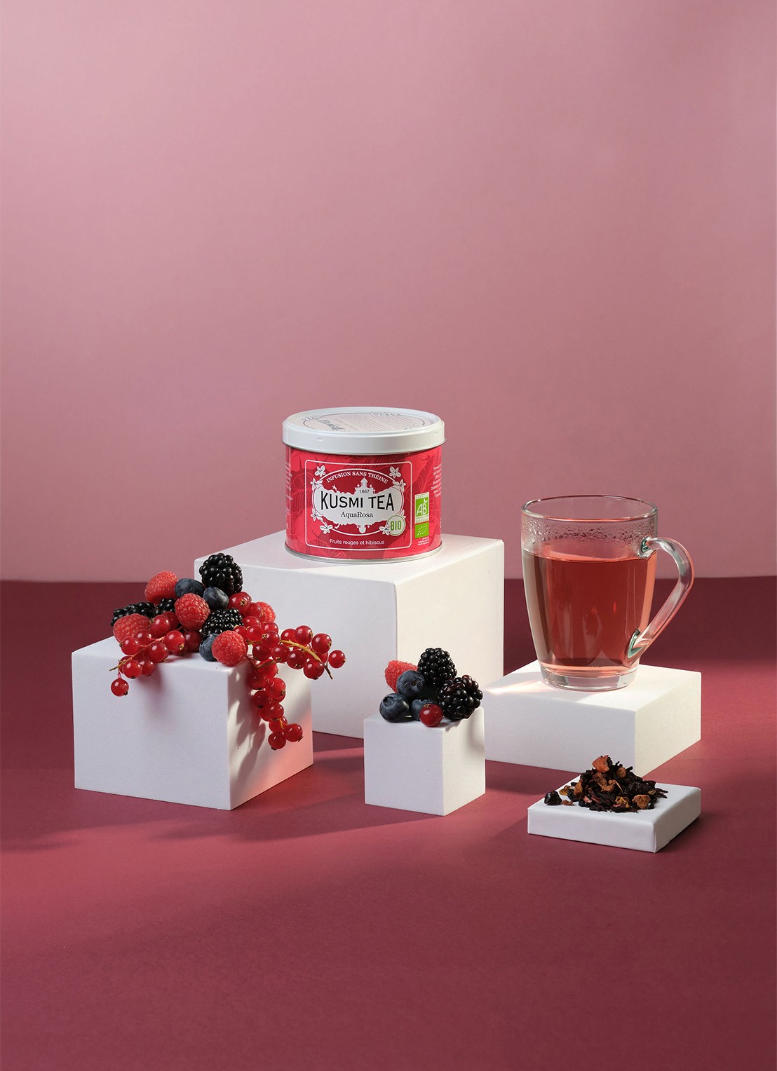 Kusmi Tea AquaRosa losse thee 100 gram - detail 5 donkerroze