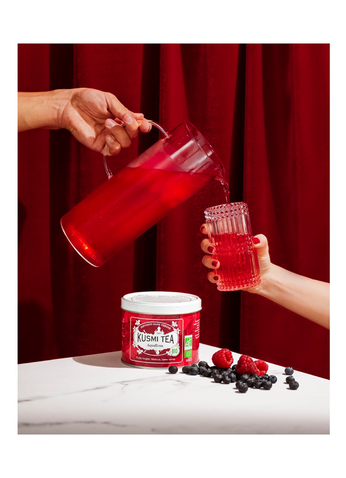 Kusmi Tea AquaRosa losse thee 100 gram - detail 6 donkerroze
