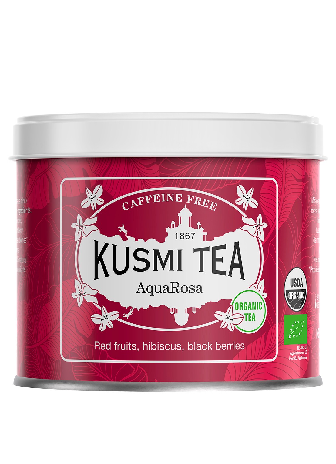 Kusmi Tea AquaRosa losse thee 100 gram - voorkant donkerroze