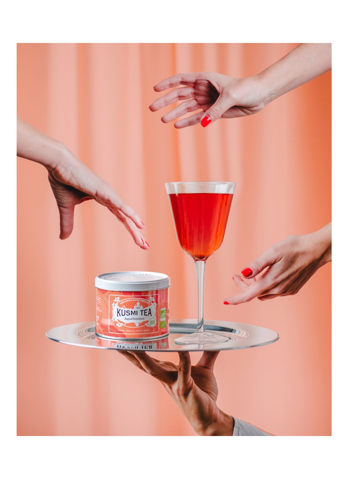 Kusmi Tea AquaSummer losse thee 100 gram - detail 5 perzikroze
