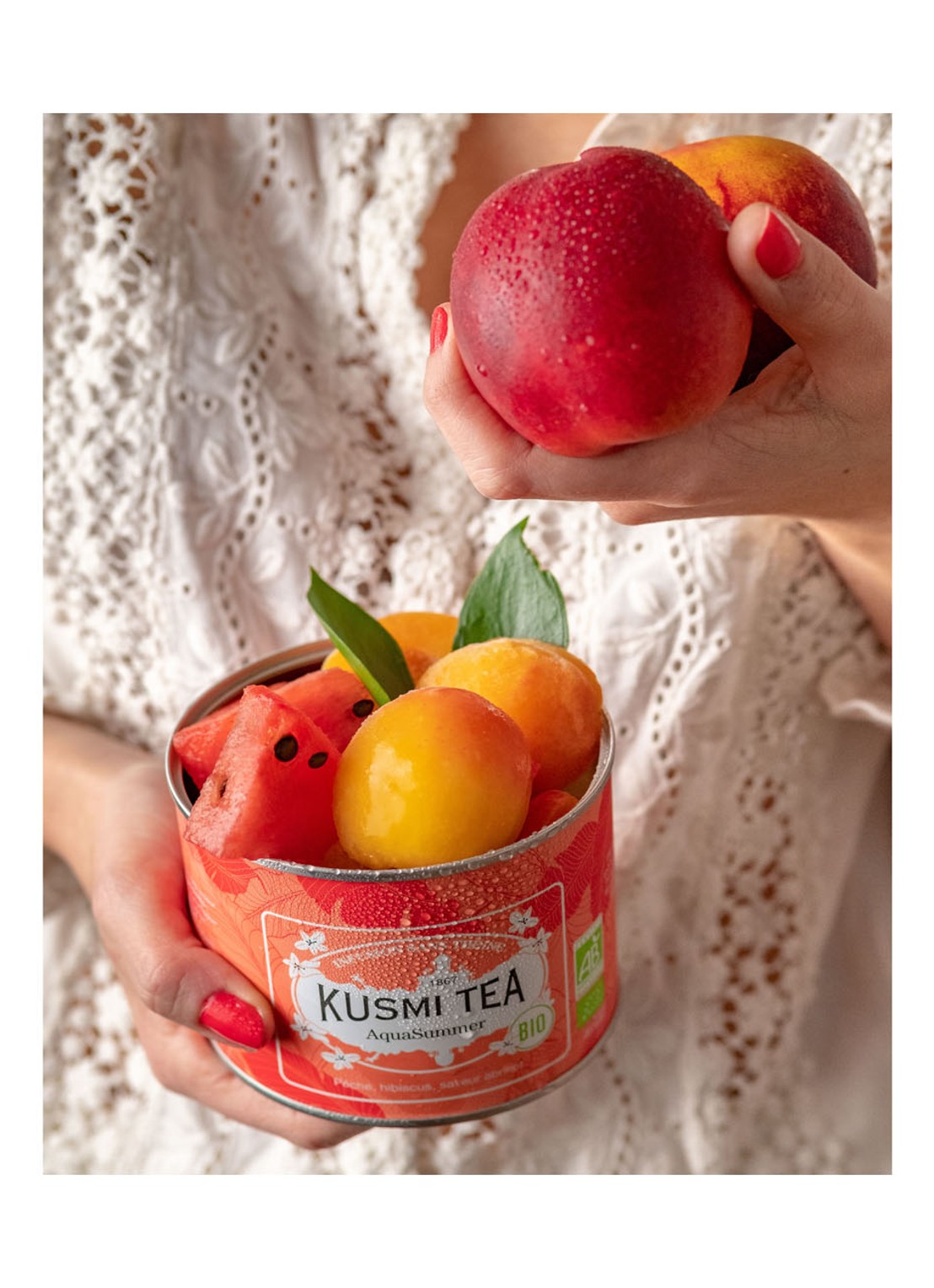 Kusmi Tea AquaSummer losse thee 100 gram - detail 7 perzikroze