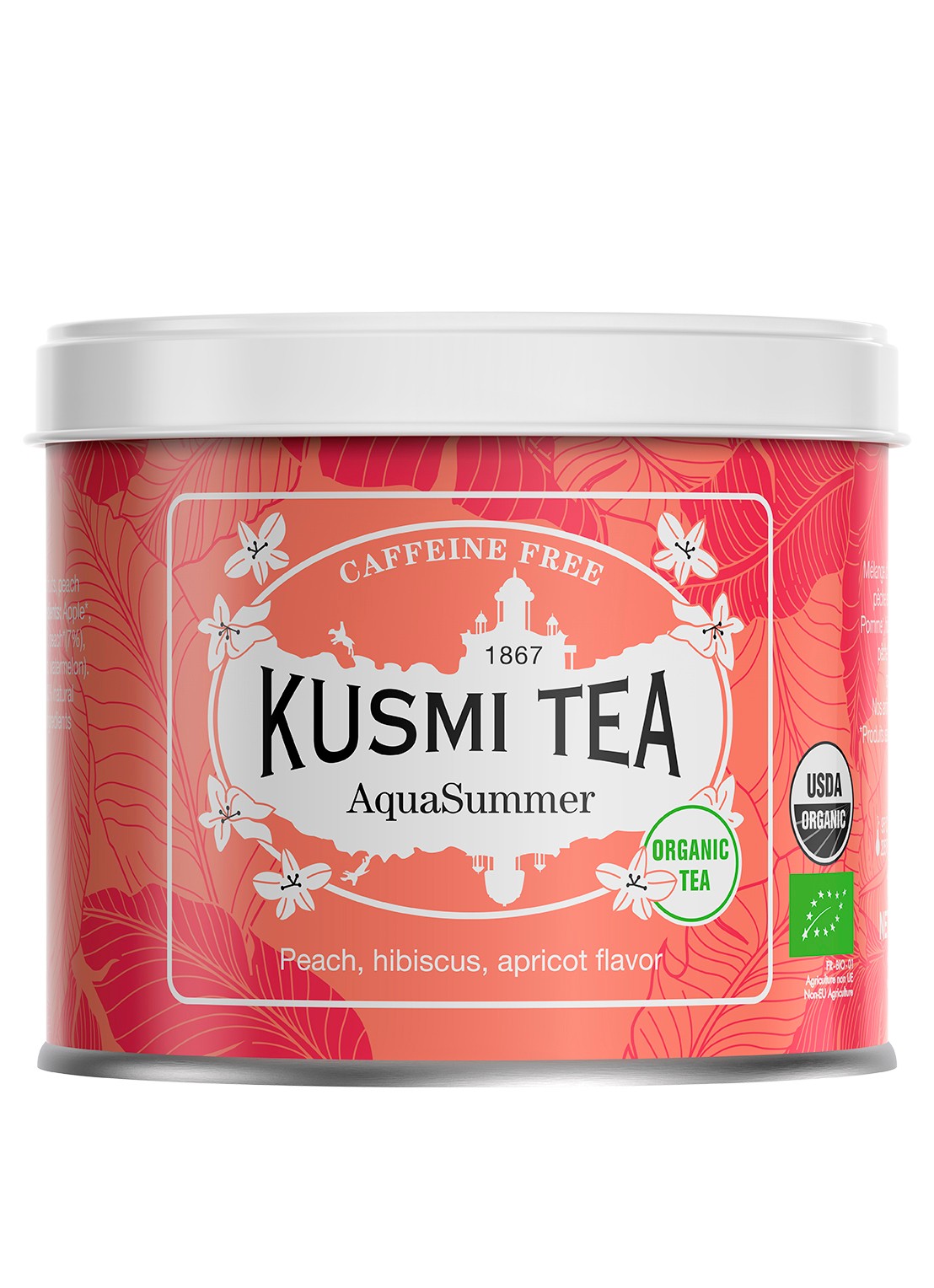 Kusmi Tea AquaSummer losse thee 100 gram - voorkant perzikroze