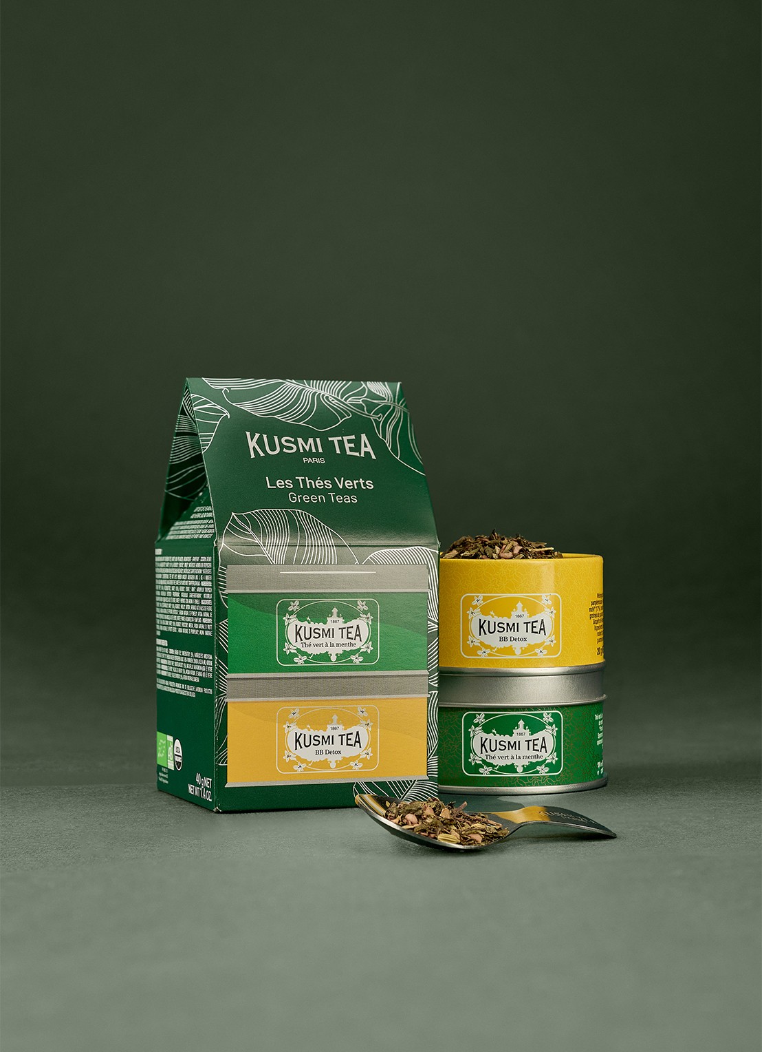 Kusmi Tea BB Detox & Spearmint Green Tea losse thee 2 stuks in giftbox - voorkant 2 beige