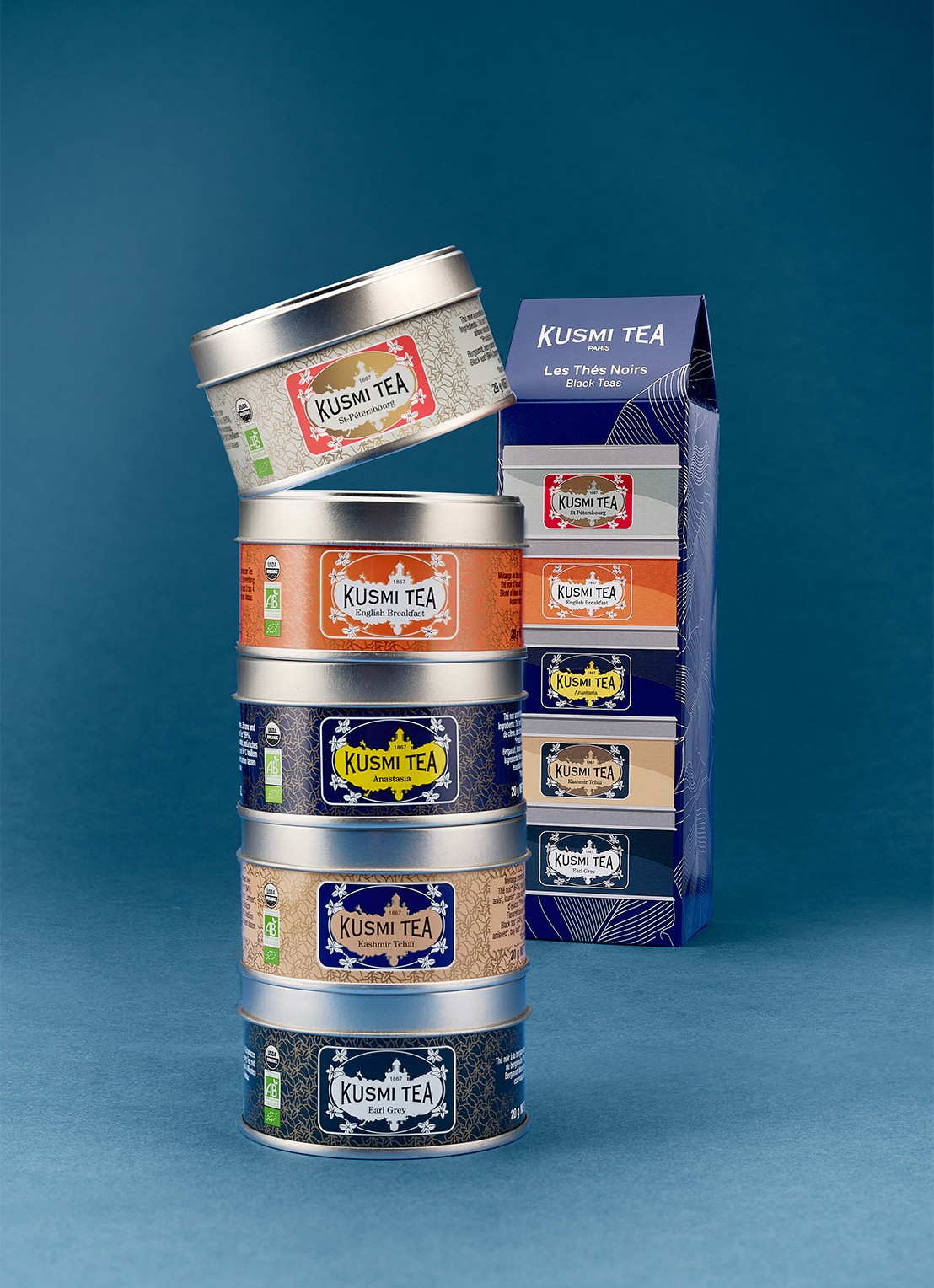Kusmi Tea Black Teas losse thee 5 stuks in giftset - detail beige