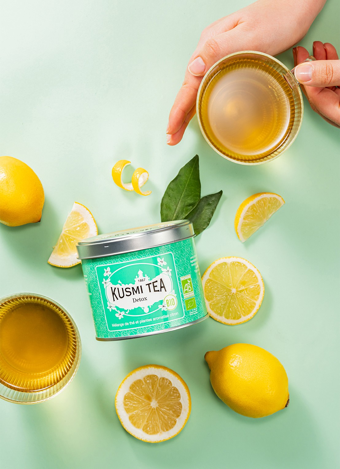 Kusmi Tea Detox losse thee 90 gram - detail 4 turquoise