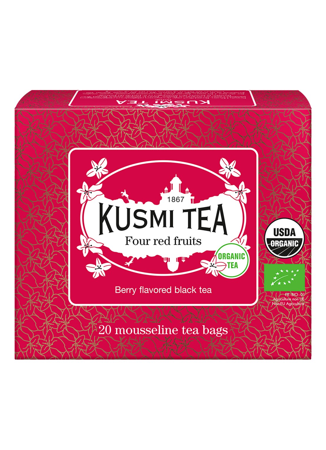 Kusmi Tea Four Red Rruits theezakjes 20 stuks - voorkant beige