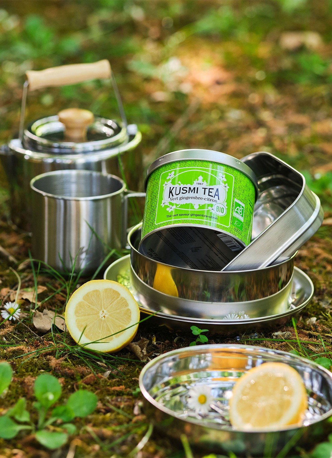 Kusmi Tea Green Ginger Lemon losse thee 100 gram - detail groen