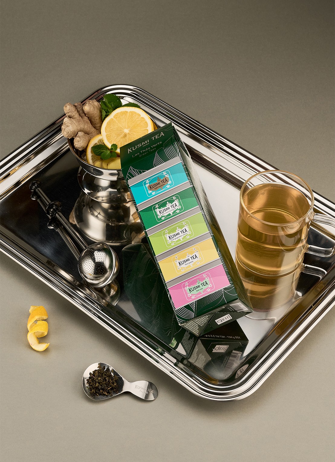 Kusmi Tea Green Teas losse thee 5 stuks - voorkant 2 beige