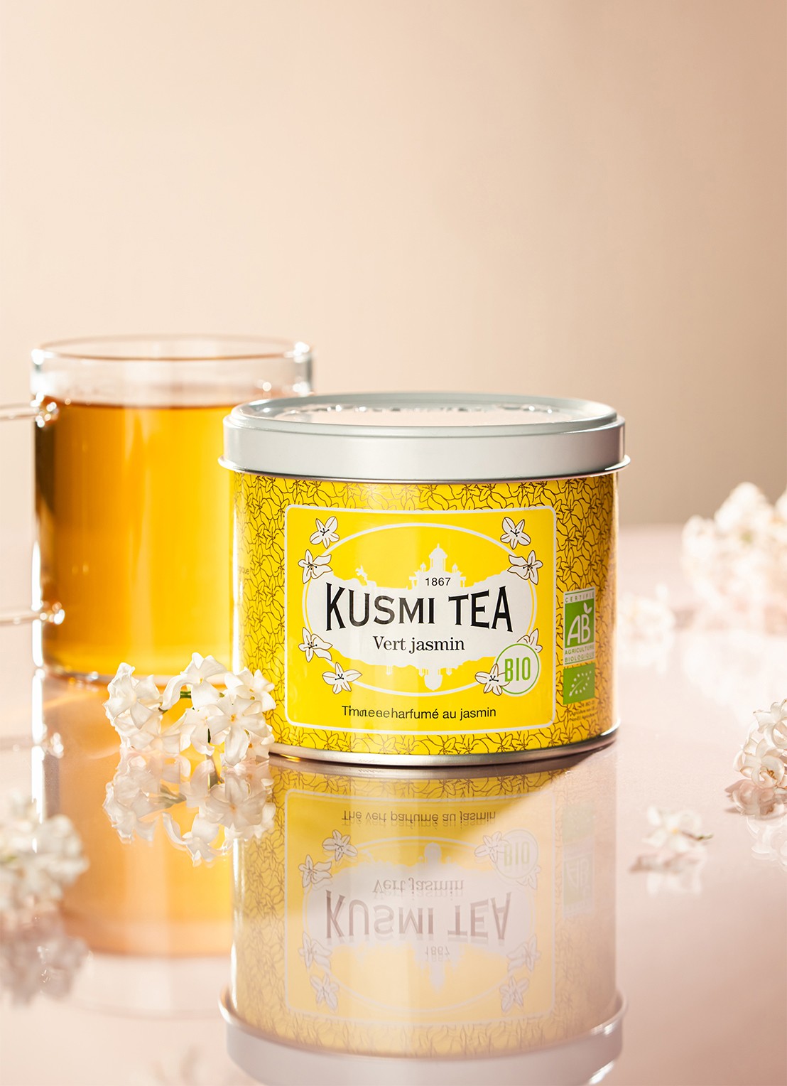 Kusmi Tea Jasmin Green Tea losse thee 90 gram - detail geel