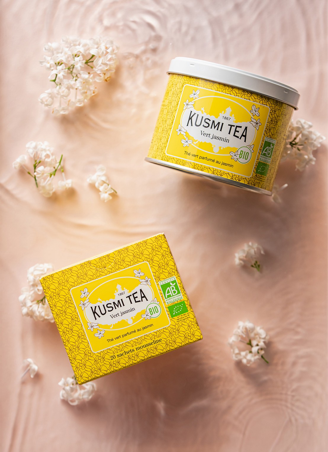 Kusmi Tea Jasmin Green Tea losse thee 90 gram - detail 2 geel