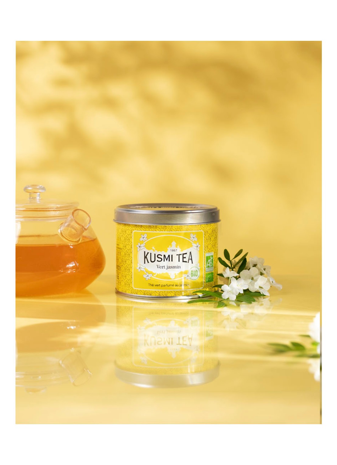 Kusmi Tea Jasmin Green Tea losse thee 90 gram - detail 3 geel
