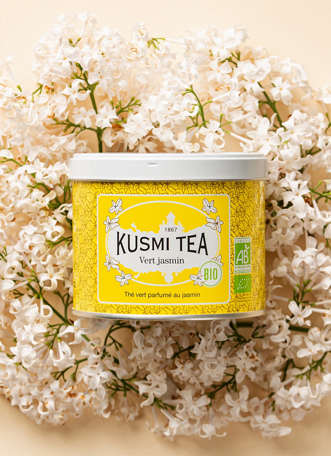 Kusmi Tea Jasmin Green Tea losse thee 90 gram - voorkant 5 geel