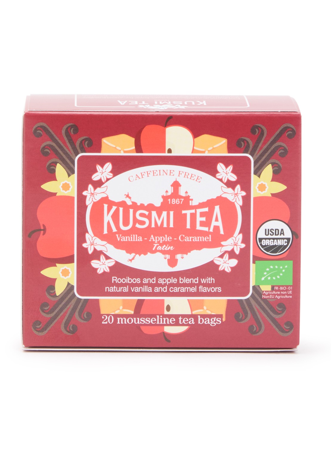 Kusmi Tea Rooibos - Appel theezakjes 20 stuks - voorkant beige