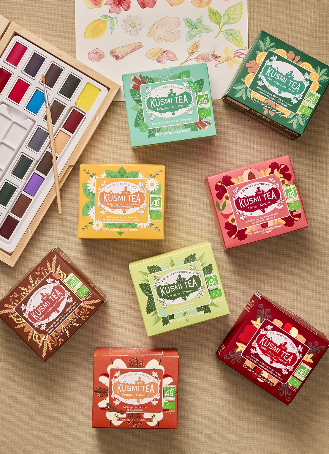 Kusmi Tea Verbana-Mint theezakjes 20 stuks - detail 2 beige