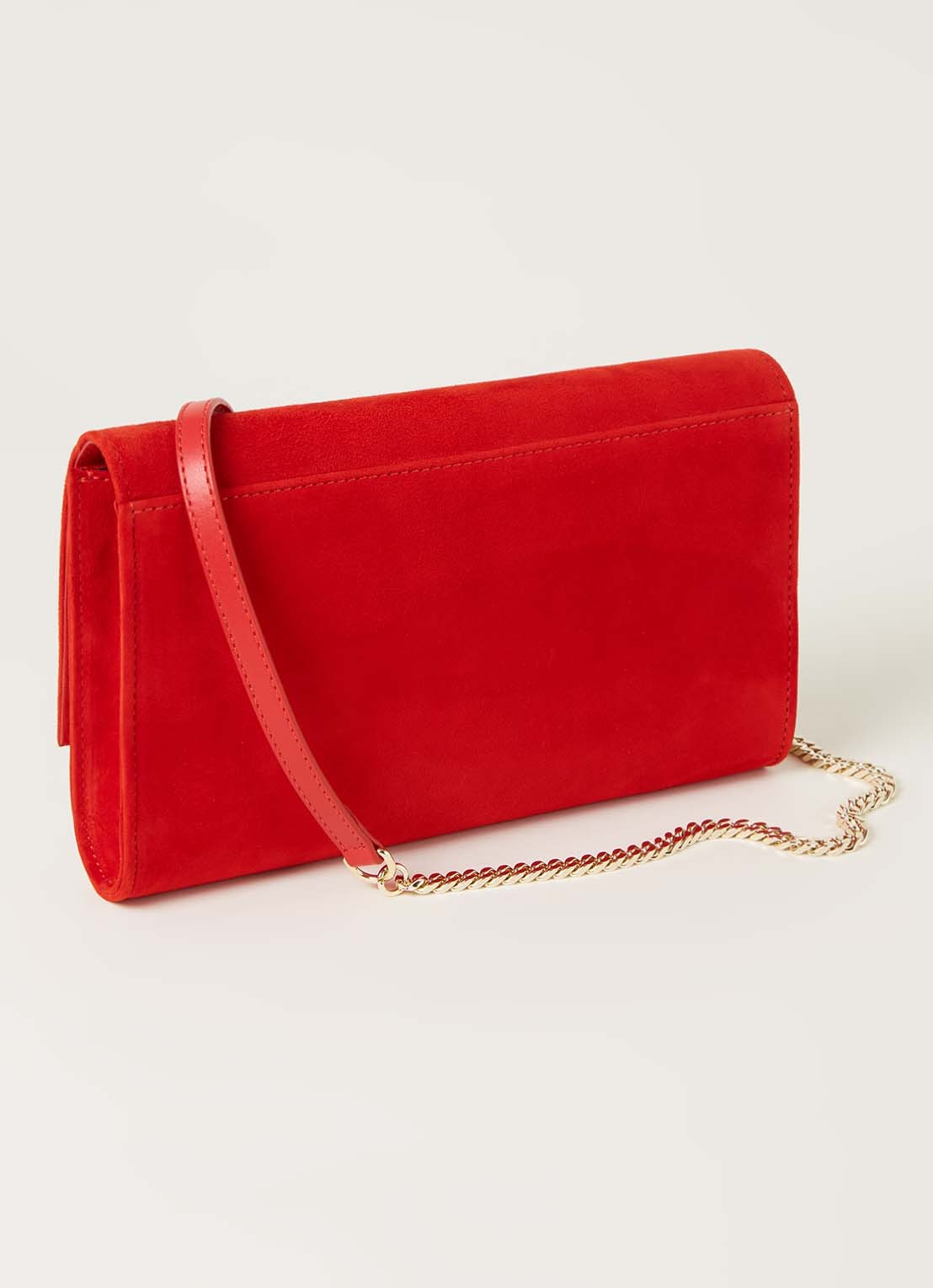 L.K.Bennett Dayana clutch van suède - achterkant 3 rood