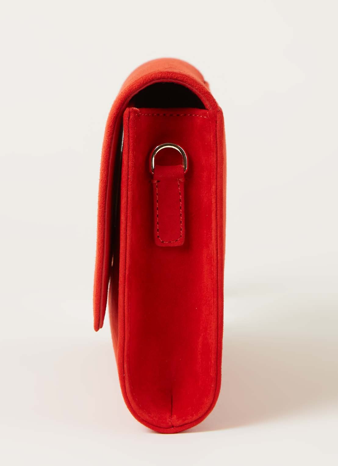 L.K.Bennett Dayana clutch van suède - detail 2 rood
