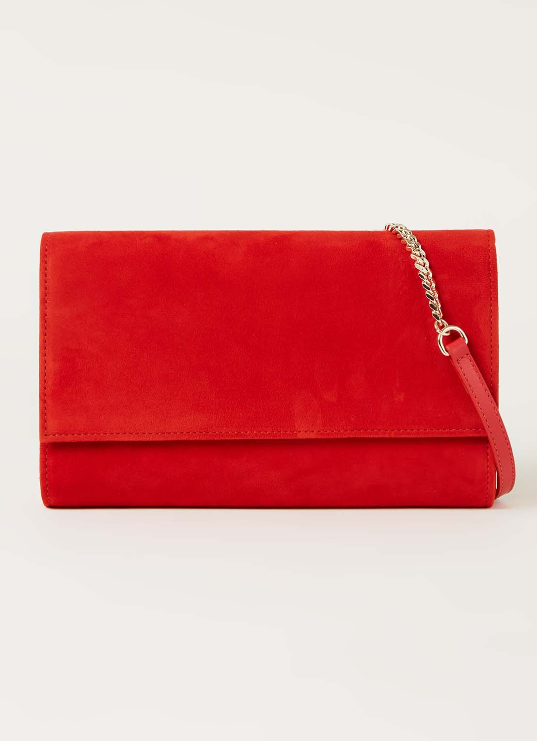 L.K.Bennett Dayana clutch van suède - voorkant 4 rood