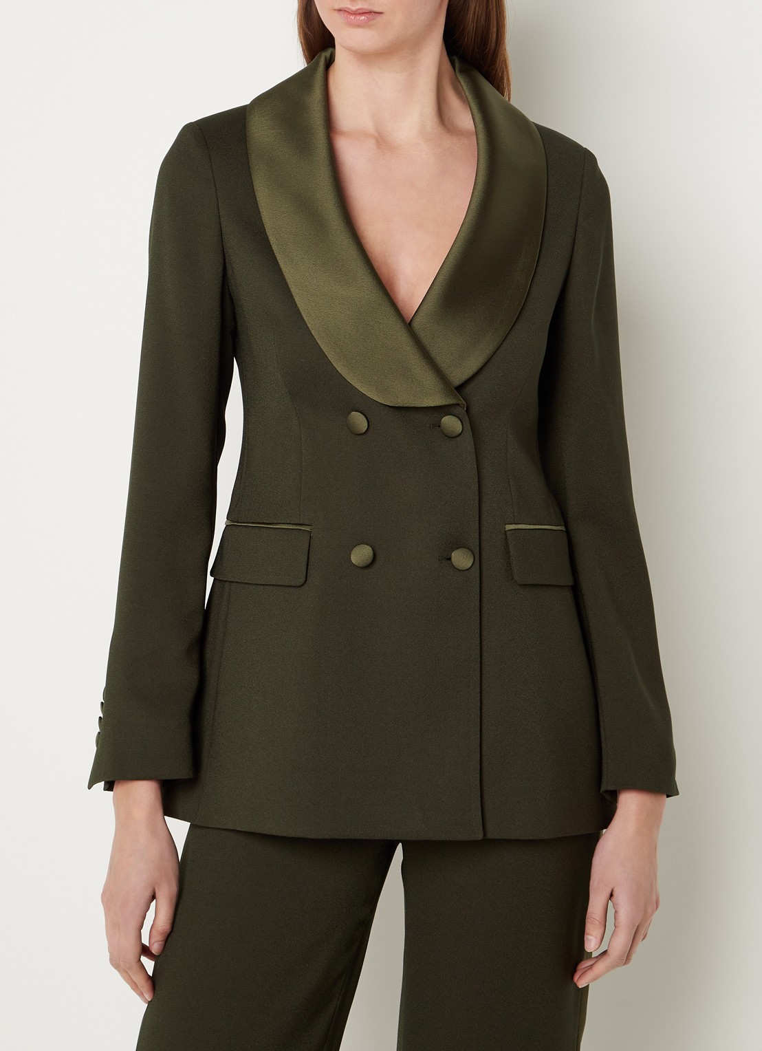 L.K.Bennett JK JAGGER SATIN CREPE - detail legergroen