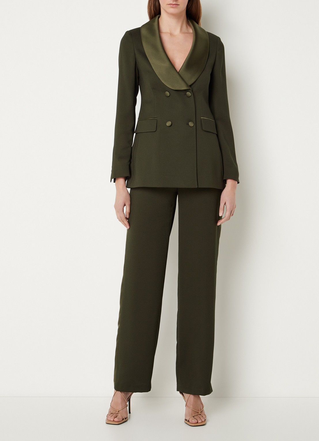 L.K.Bennett JK JAGGER SATIN CREPE - voorkant 3 legergroen