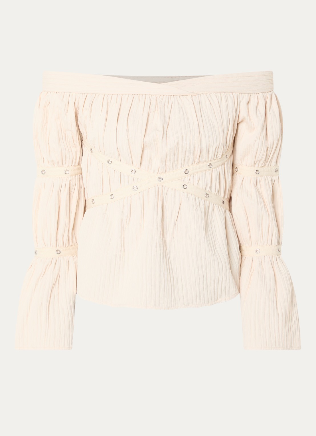 Laagam Addison off shoulder top met ruches - voorkant 2 ivoor