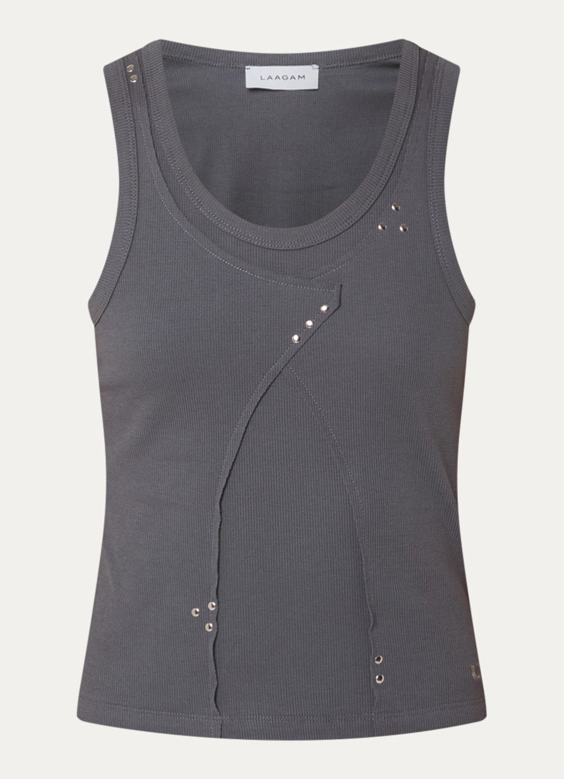 Laagam Aluma tanktop met ronde hals - voorkant donkergrijs