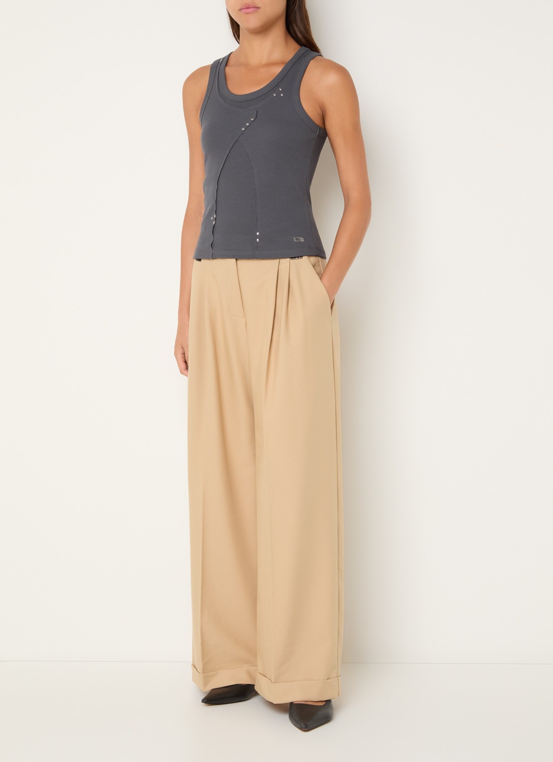 Laagam Aluma tanktop met ronde hals - voorkant 2 donkergrijs