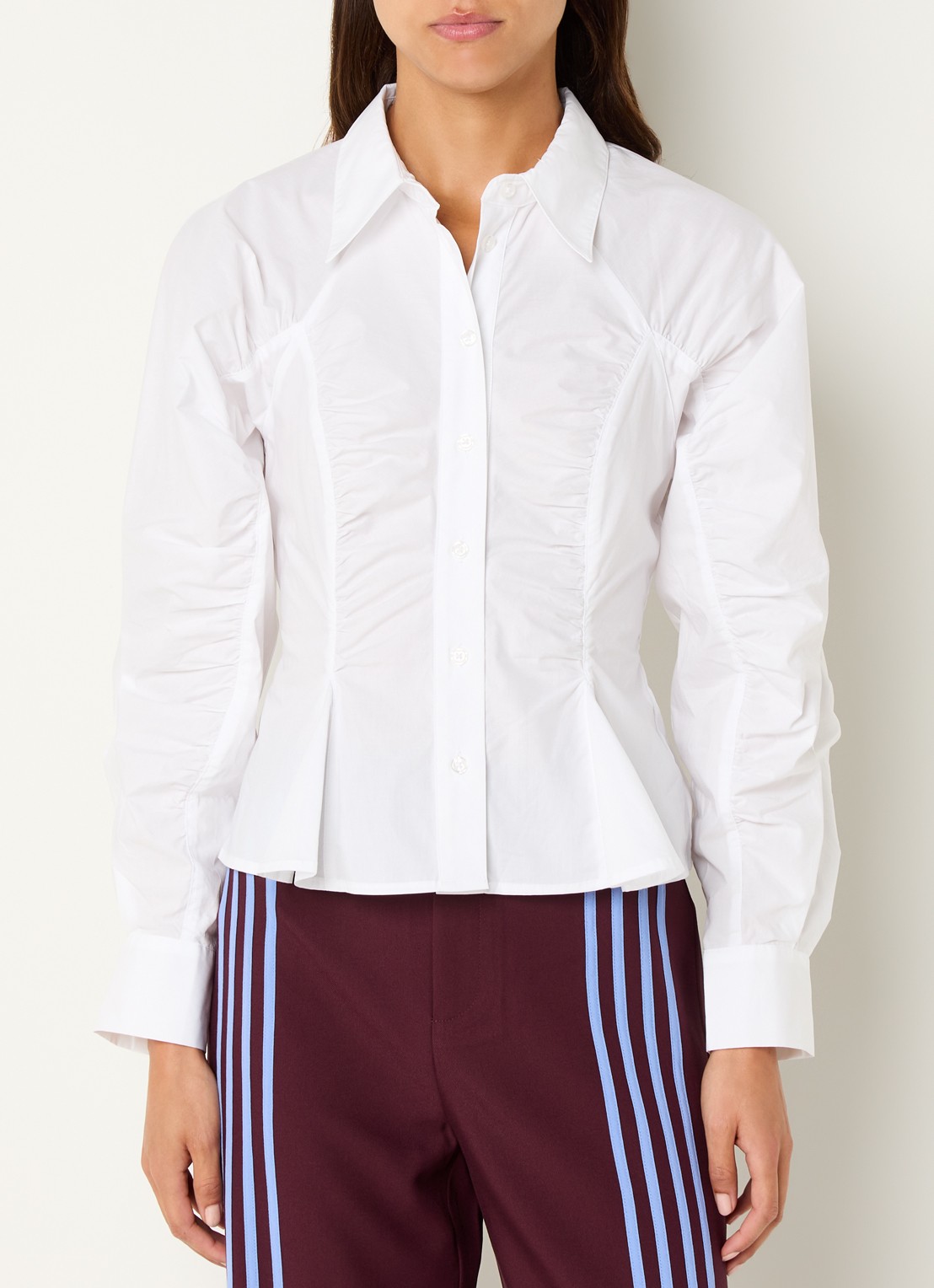 Laagam Blouse met plooidetail - detail 4 wit