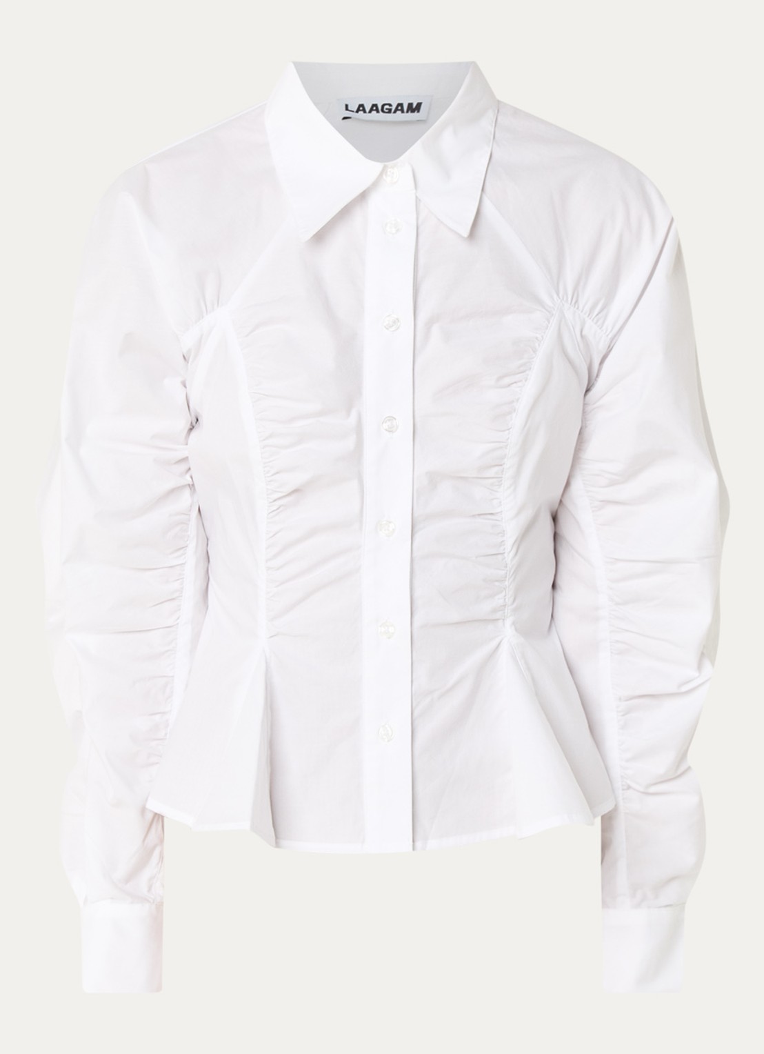 Laagam Blouse met plooidetail - voorkant wit