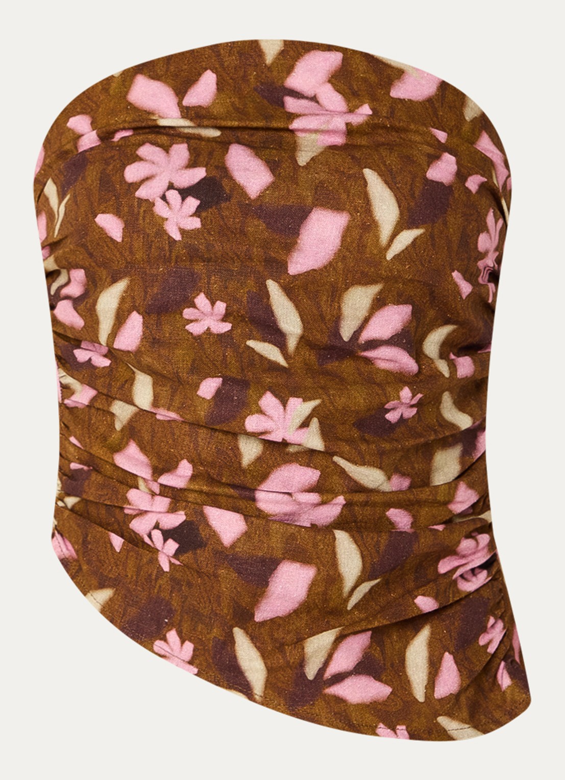 Laagam Bonnie strapless top met asymmetrische zoom - voorkant 3 cognac