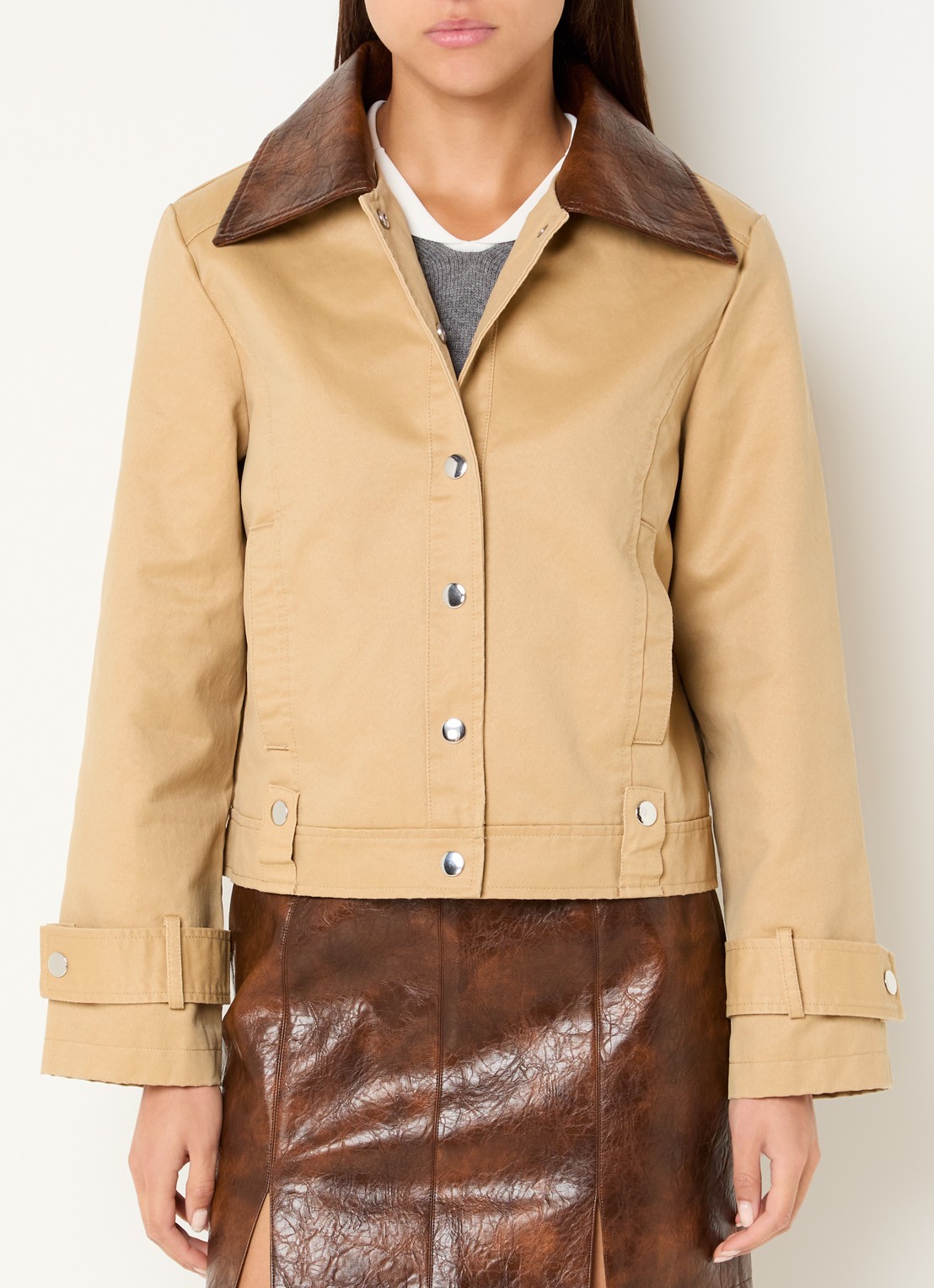 Laagam Braidy jack met steekzakken - detail 2 beige