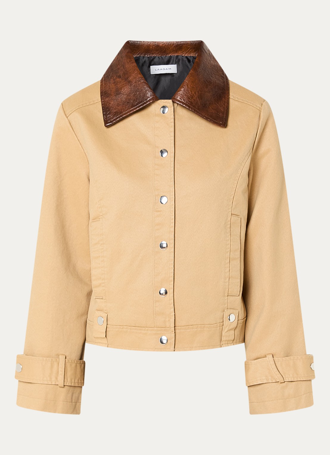 Laagam Braidy jack met steekzakken - voorkant 3 beige