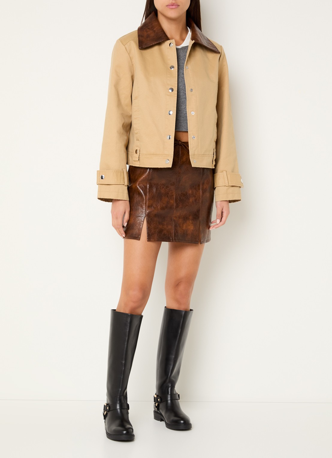Laagam Braidy jack met steekzakken - voorkant 4 beige
