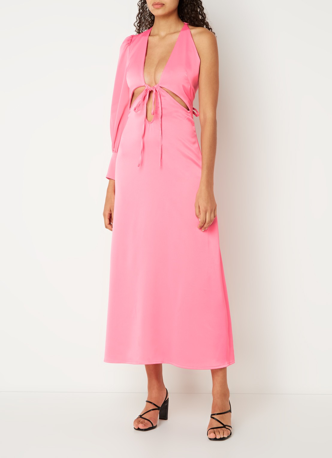 Laagam Coco maxi jurk met cut-out en strikdetail - detail roze
