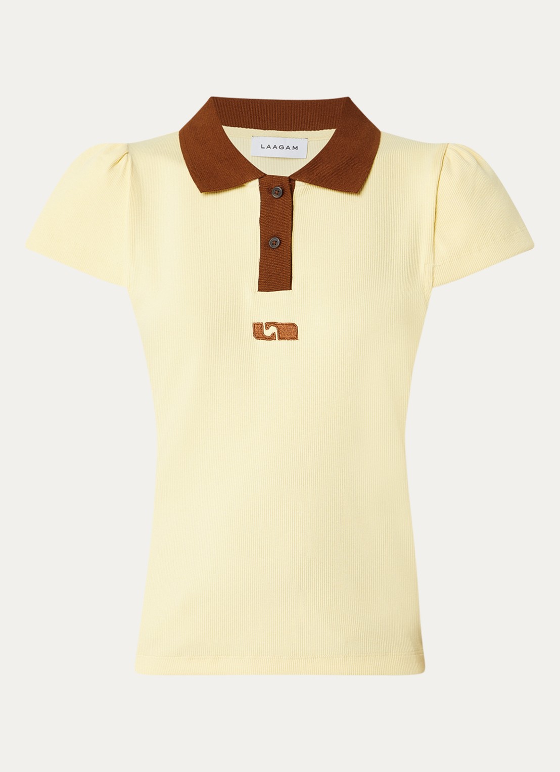Laagam Erya polo met logo - voorkant lichtgeel