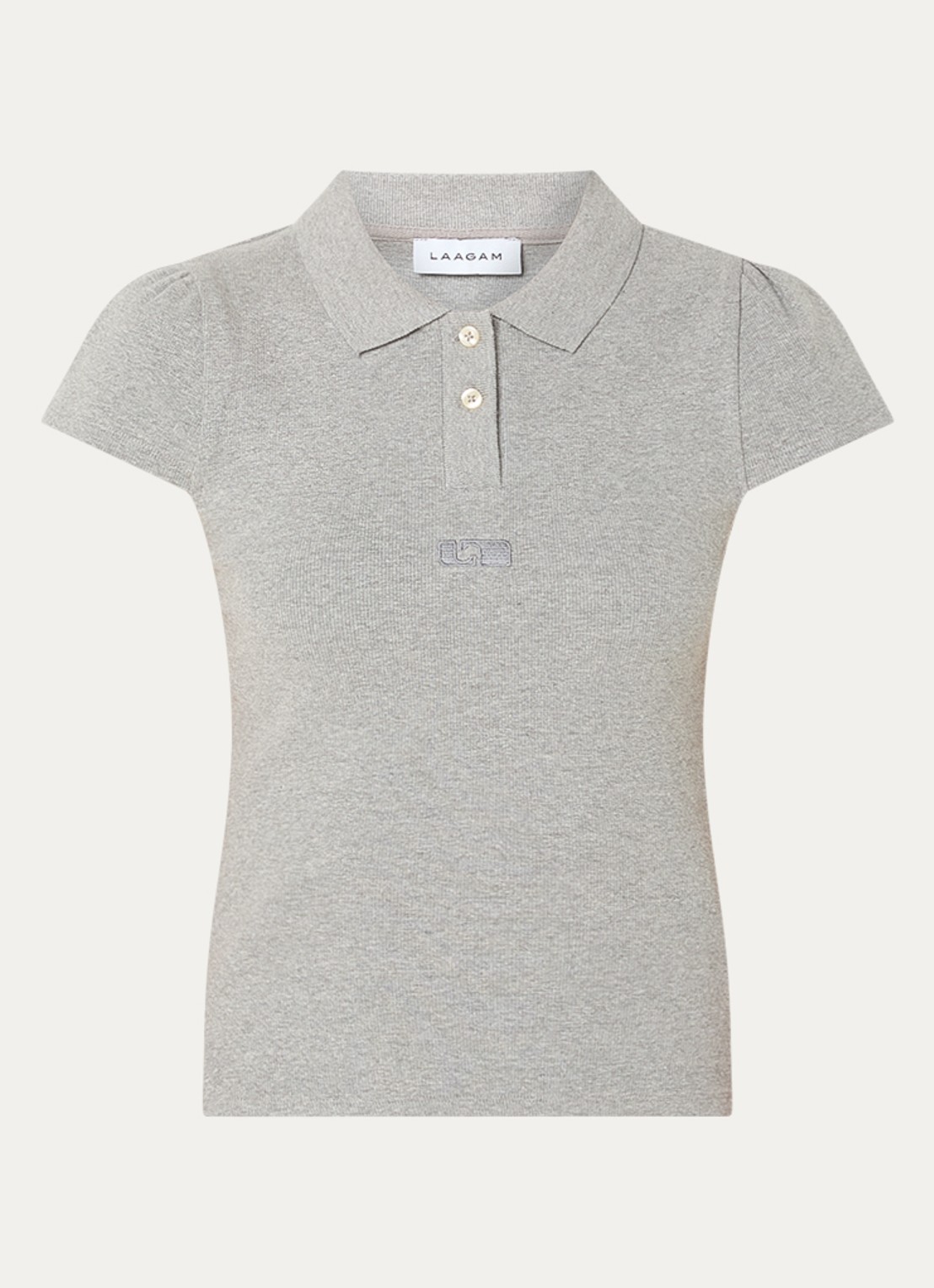 Laagam Erya polo met logoborduring - voorkant grijs