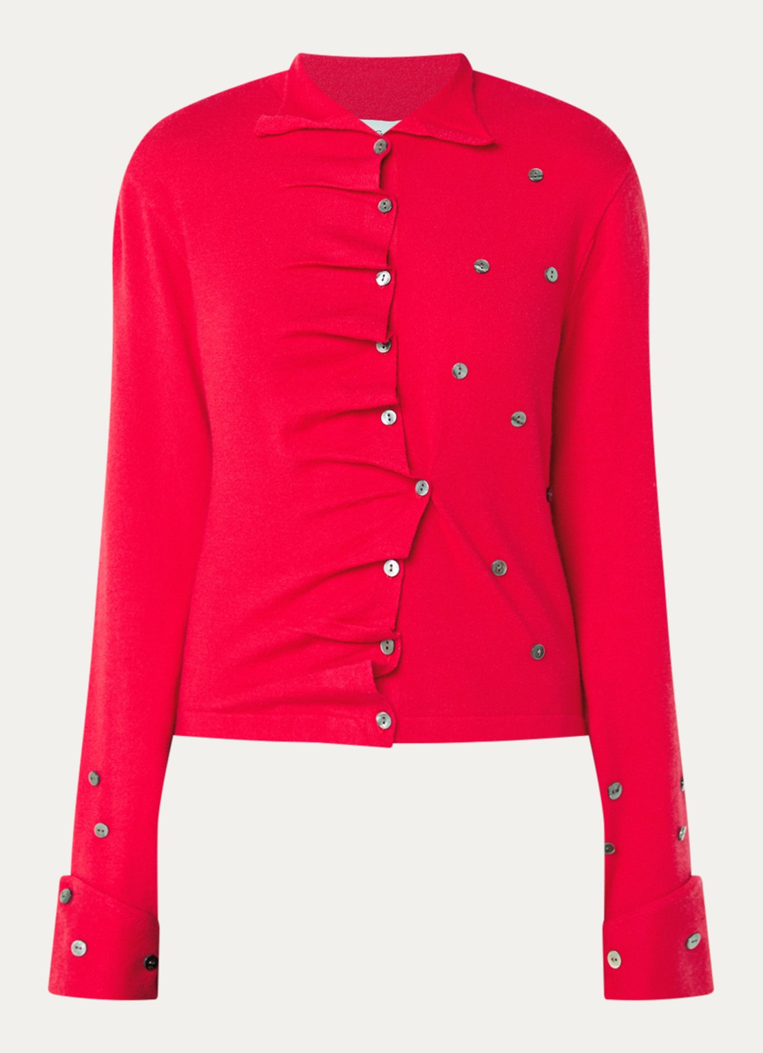 Laagam Fia fijngebreid vest met knoopdetail - voorkant 2 rood