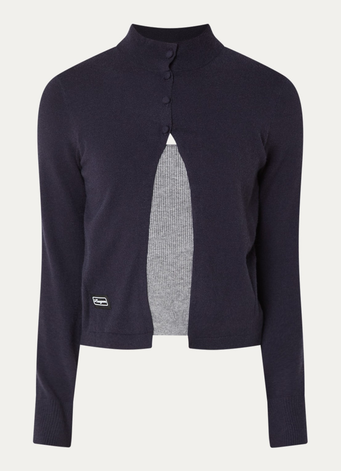Laagam Halsey fijngebreid vest met col - voorkant donkerblauw