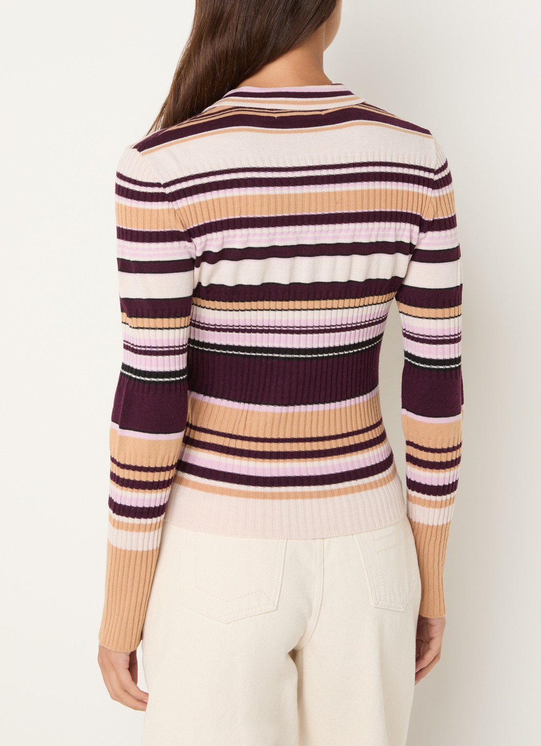 Laagam Ilyana polo met streepprint - achterkant 2 aubergine