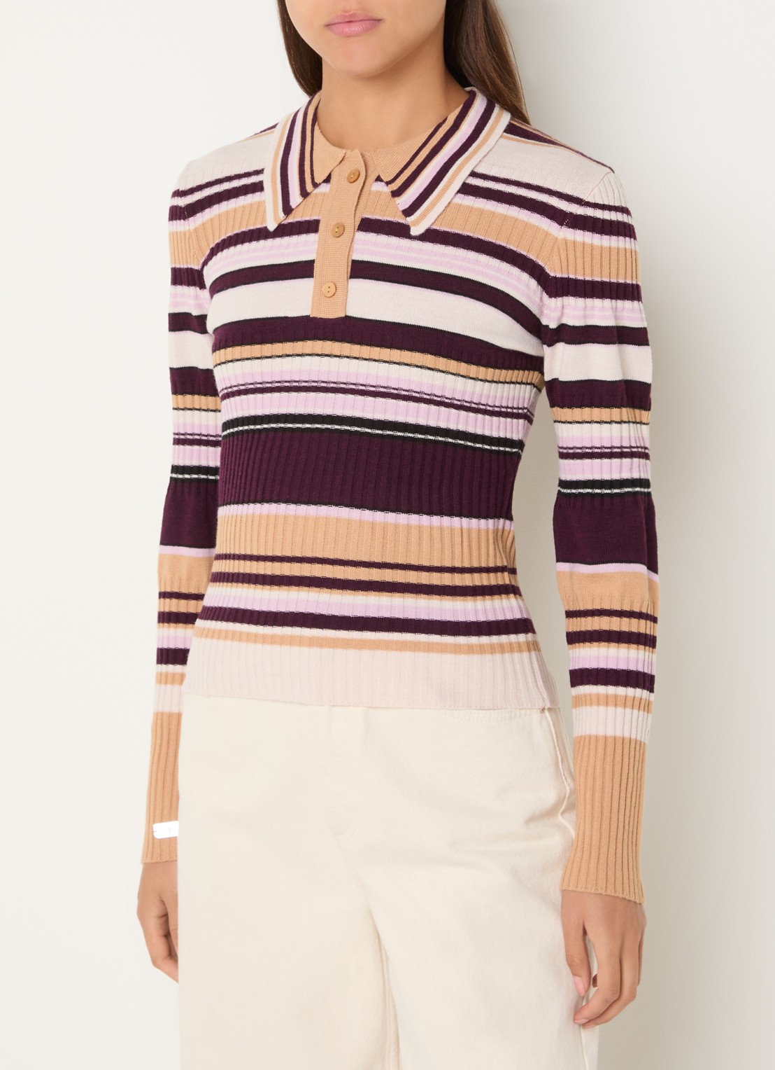 Laagam Ilyana polo met streepprint - detail aubergine