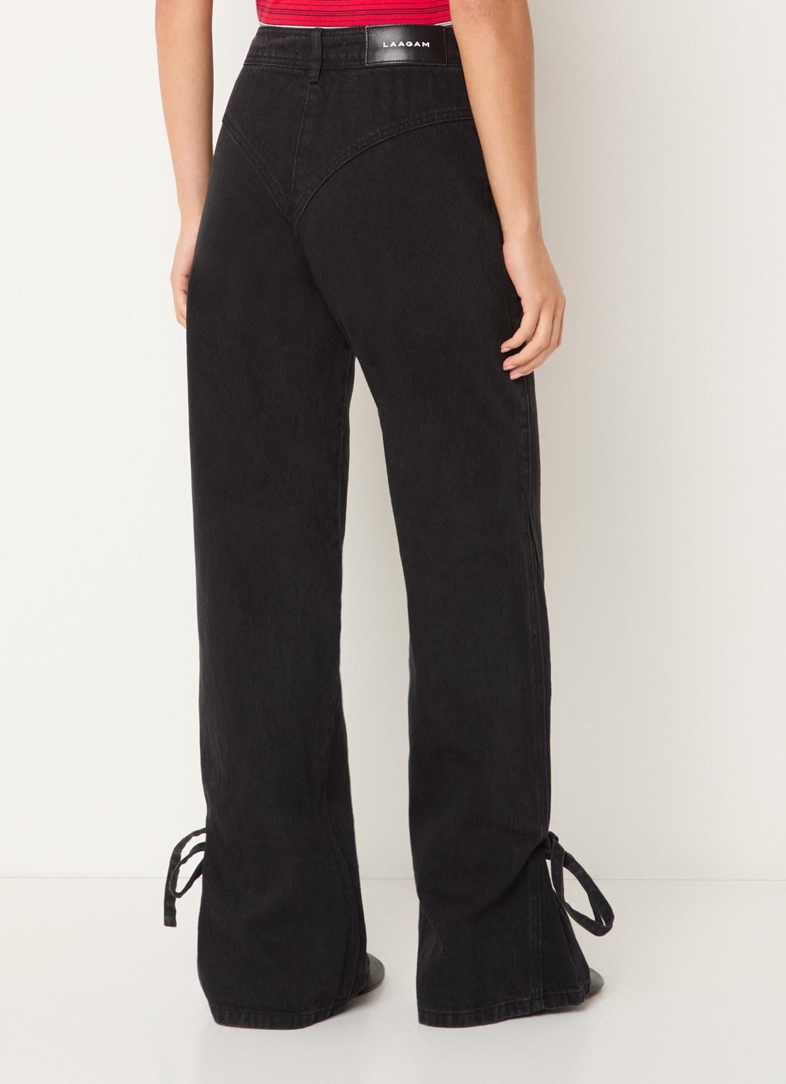 Laagam Jada high waist flared fit jeans met gekleurde wassing - achterkant 2 zwart